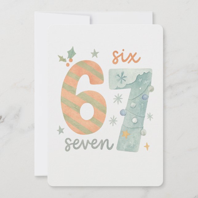 Invitación Candy Stripe & Snowflake 67 – Número de vacaciones (Anverso)