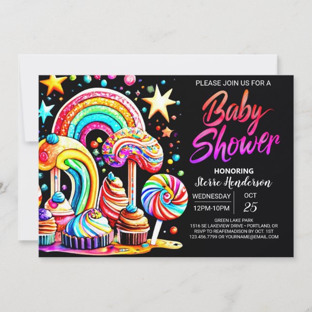 Invitación Candy Sweet Baby Shower (Anverso)
