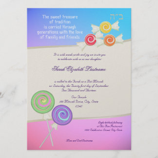 Invitación Candy Sweet Bat Mitzvah Blue Raspberry