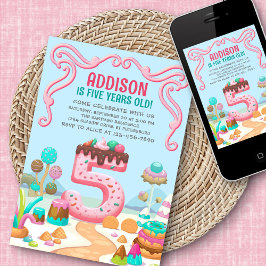 Invitación Candy Sweet Chica Candyland 5º cumpleaños
