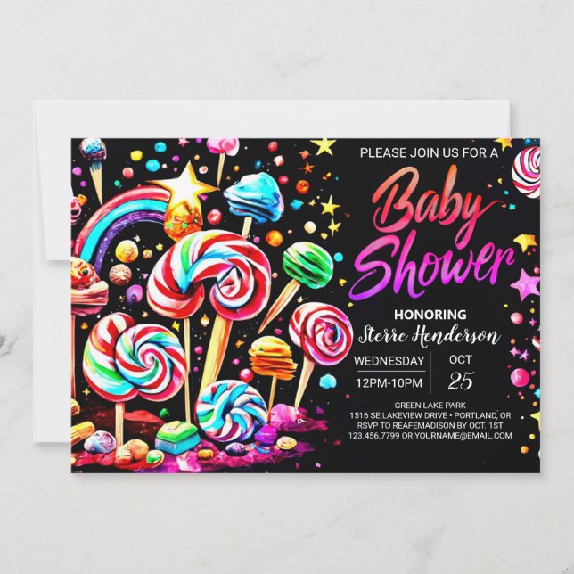 Invitación Candy Sweet Wonderland Baby Shower (Anverso)