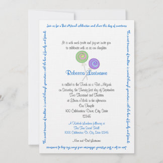 Invitación Candy Treasures Bat Mitzvah Blue