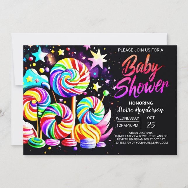 Invitación Candy Wonderland Baby Shower (Anverso)
