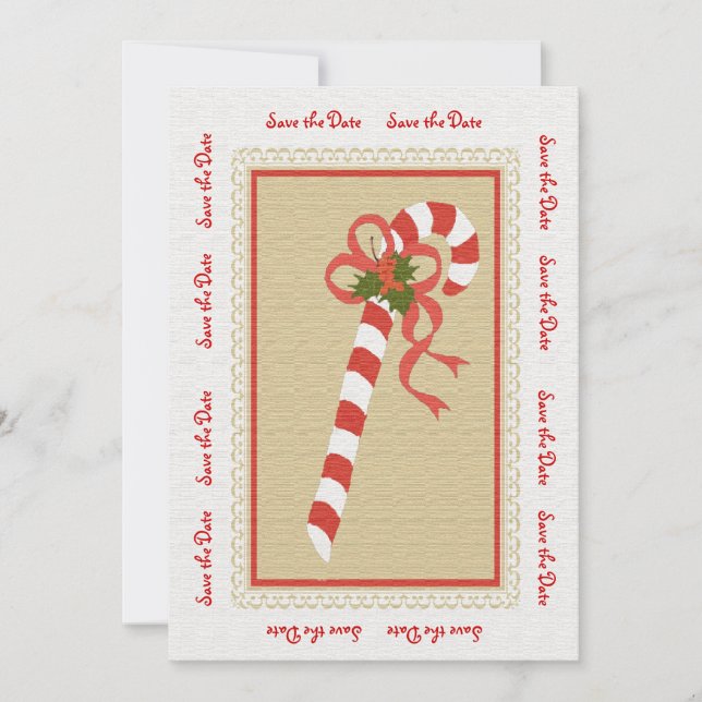 Invitación Candycane Guardar la invitación/Invitación de fech (Anverso)