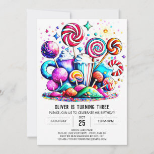 Invitación Candyland arcoiris Imprimible Cumpleaños