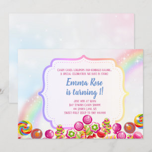 Invitación Candyland candy fiesta de cumpleaños