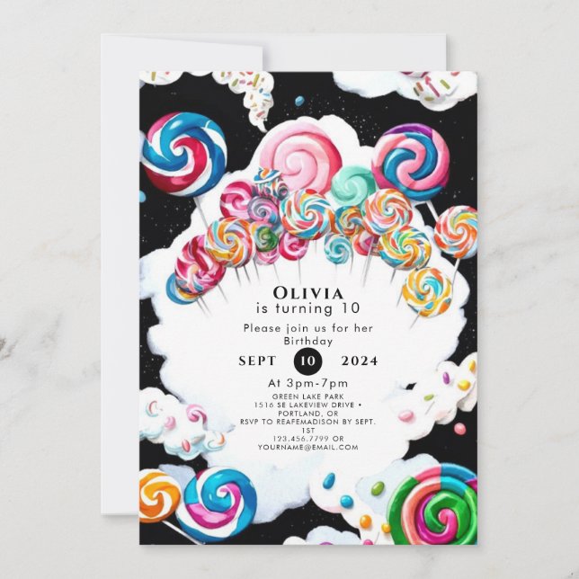 Invitación Candyland Candyland Aniversario (Anverso)