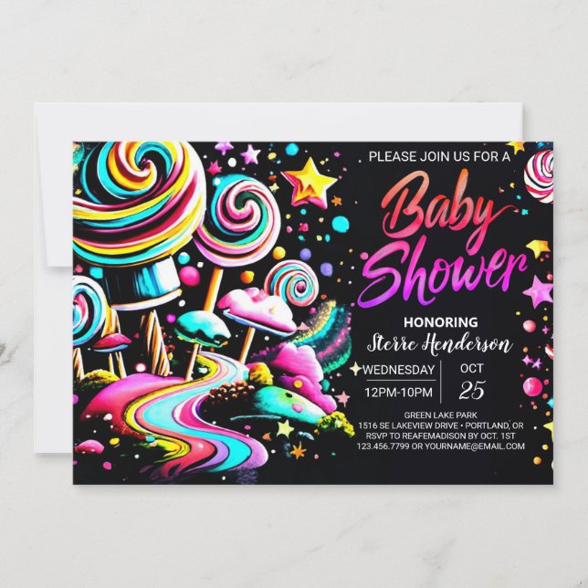 Invitación Candyland Charm Baby Shower (Anverso)