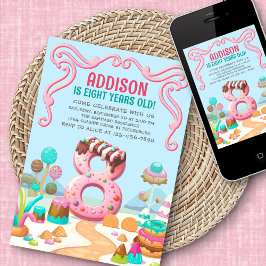 Invitación Candyland Chica dulce 8 cumpleaños
