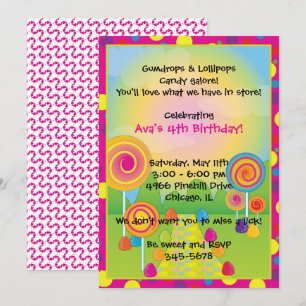 Invitación Candyland : Dulce dulce azucarado rosado