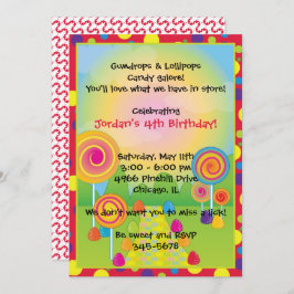 Invitación Candyland : Dulce dulce de azulejos rojos