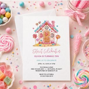 Invitación Candyland Sweet Celebration Niños Fiesta de cumple