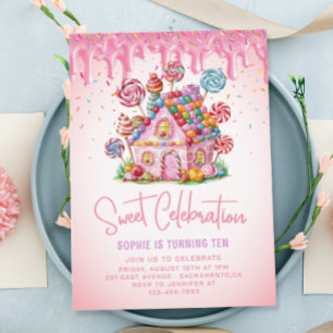 Invitación Candyland Sweet Celebration Niños Fiesta de cumple