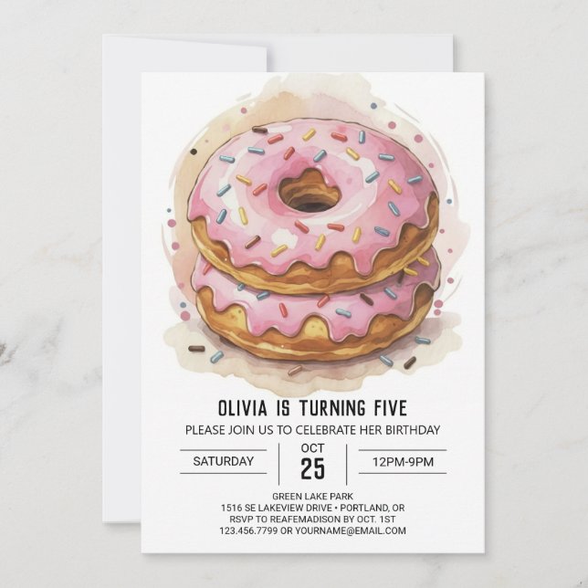 Invitación Candyland Sweets Donuts Cumpleaños (Anverso)
