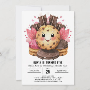 Invitación Candyland Watercolor Moda cookies Cumpleaños