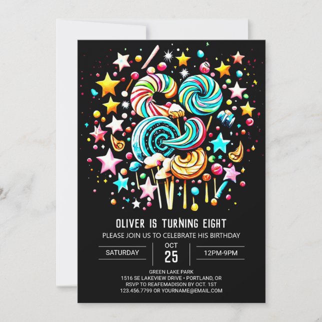 Invitación Candyland Whimsy Cumpleaños Editable (Anverso)