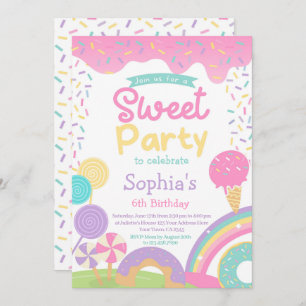 Invitación Candyland y el Helado Cream Personalizable complet
