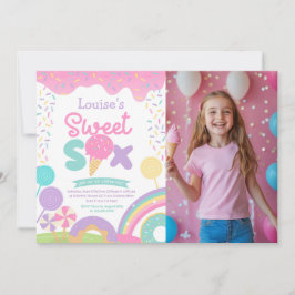 Invitación Candyland y Helado Cream, sexto cumpleaños