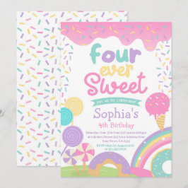 Invitación Candyland y helado cuatro días de cumpleaños