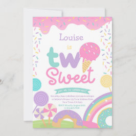 Invitación Candyland y helado, dos dulces cumpleaños