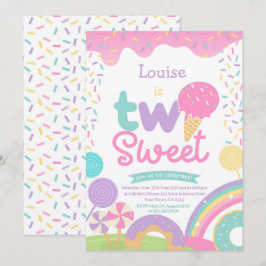 Invitación Candyland y helado, dos dulces cumpleaños