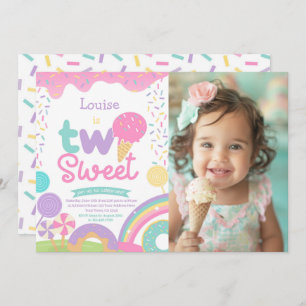 Invitación Candyland y helado, dos dulces cumpleaños