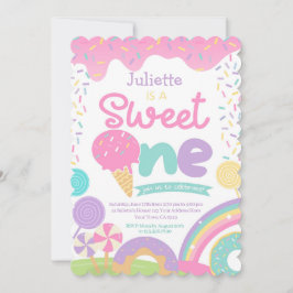 Invitación Candyland y helado primer cumpleaños