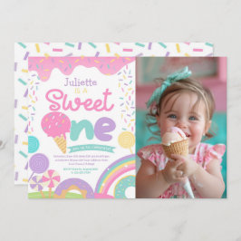 Invitación Candyland y helado primer cumpleaños