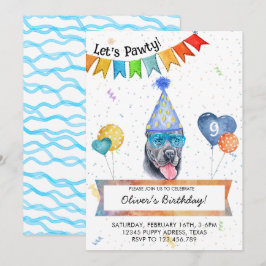 Invitación Cane Corso Lets Pawty Fiesta de Cumpleaños de Perr