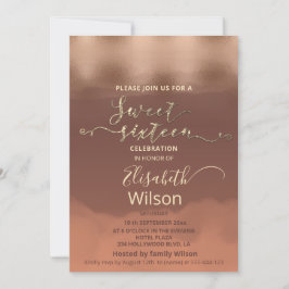 Invitación Canela de oro Rosa de otoño cantaloupe acuarela