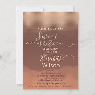 Invitación Canela de oro Rosa de otoño cantaloupe acuarela