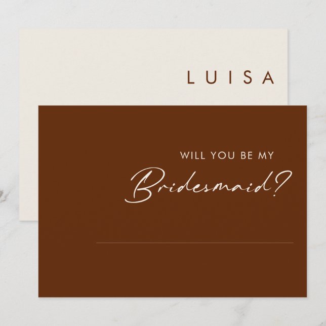 Invitación Canela simple del desierto Bridesmaid Propuesta de (Anverso / Reverso)