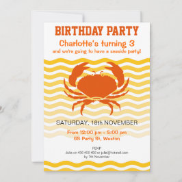 Invitación Cangrejo anaranjado de la diversión en un fiesta