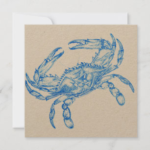 Invitación Cangrejo azul vintage