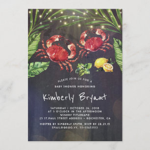 Invitación Cangrejo Boil Beach Palm String Luces Baby Shower