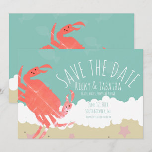 Invitación Cangrejo de arena de olas del océano para guardar 