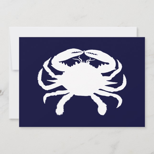 Invitación Cangrejo de forma azul y blanco (Anverso)