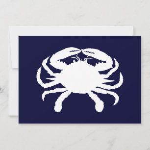 Invitación Cangrejo de forma azul y blanco