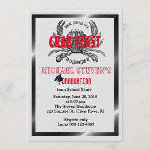 Invitación Cangrejo Graduación De La Fiesta Cualquier Fiesta