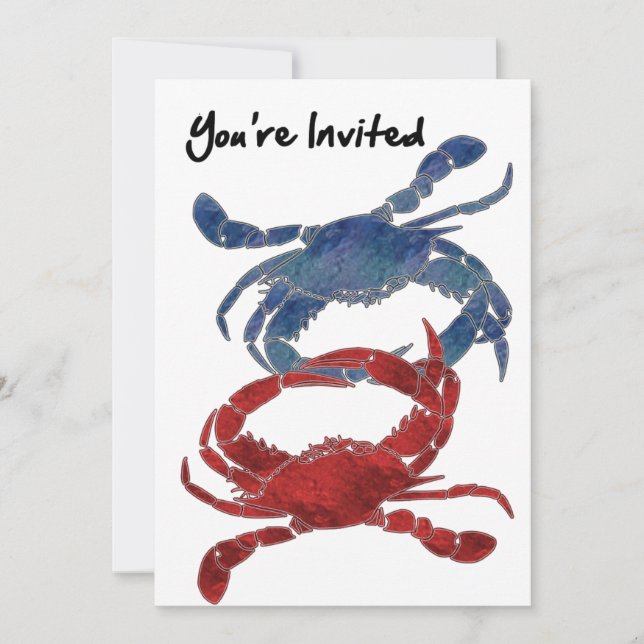 Invitación Cangrejo rojo cangrejo azul que te invitan (Anverso)