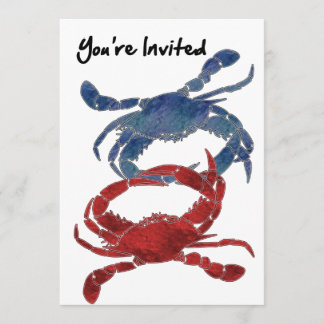 Invitación Cangrejo rojo cangrejo azul que te invitan