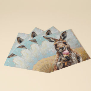 Invitación Canguro Caprichoso Comiendo Helado Personalizable