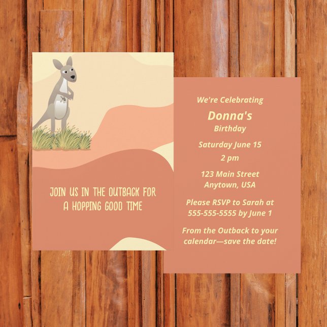 Invitación Canguro de Outback, Saltando Buen Tiempo, BOHO (Subido por el creador)