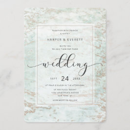 Invitación Canicas Modernas en Menta con Boda de Oro Rosa