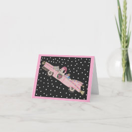 Invitación Caniche en Navidad en un convertible rosa