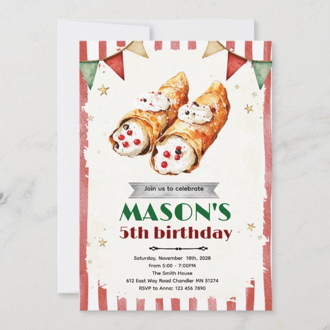 Invitación Cannoli Italian Themed Party invitation (Anverso)