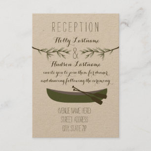 Invitación Canoa + Ramas Evergreen Recepción de boda