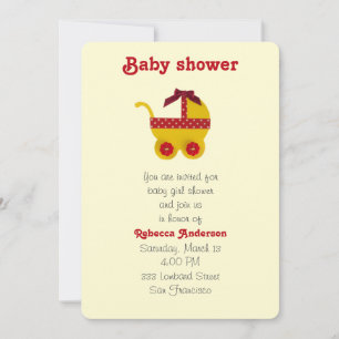 Invitación Cañón amarillo y rojo para bebé con ducha para niñ