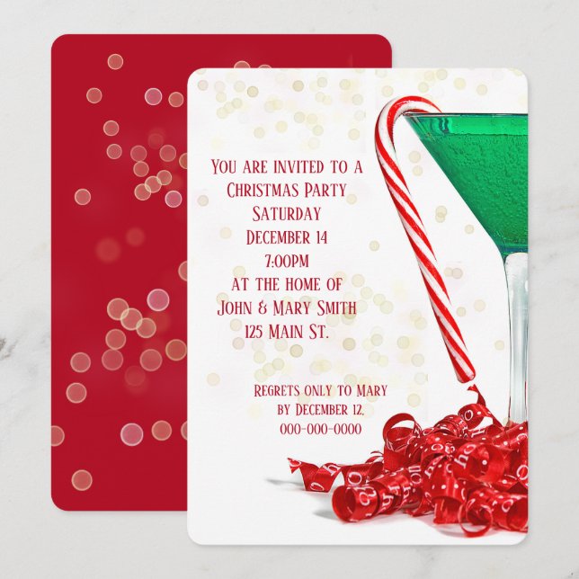Invitación Cañón De Candy En Vidrio Martini (Anverso / Reverso)