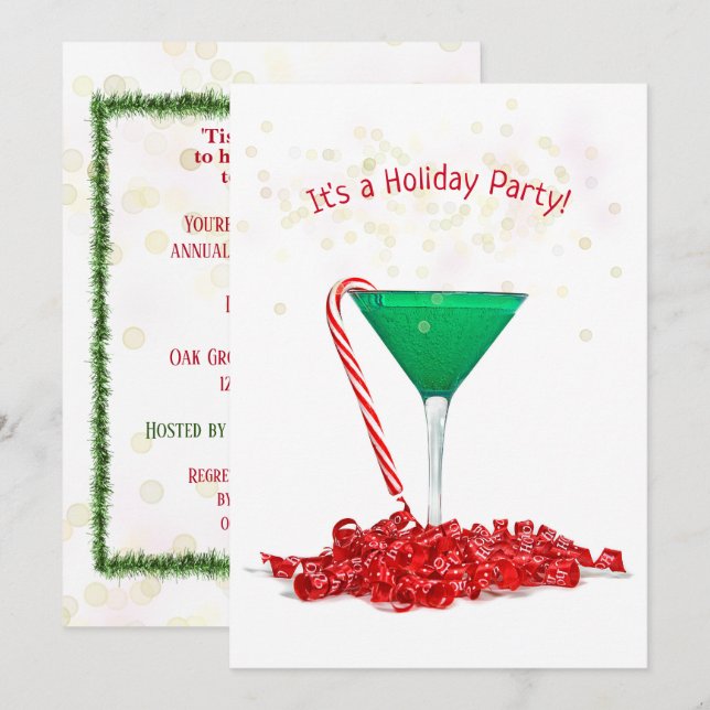 Invitación Cañón De Candy En Vidrio Martini (Anverso / Reverso)